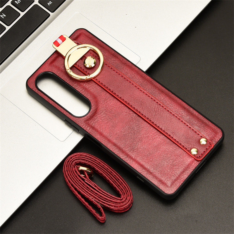 Load image into Gallery viewer, Sony Xperia 10 iii - Shockproof Wristband Leather Stand Case With Ring Holder - i-Station Mobile Phone & Electronic Device Repair and Accessories