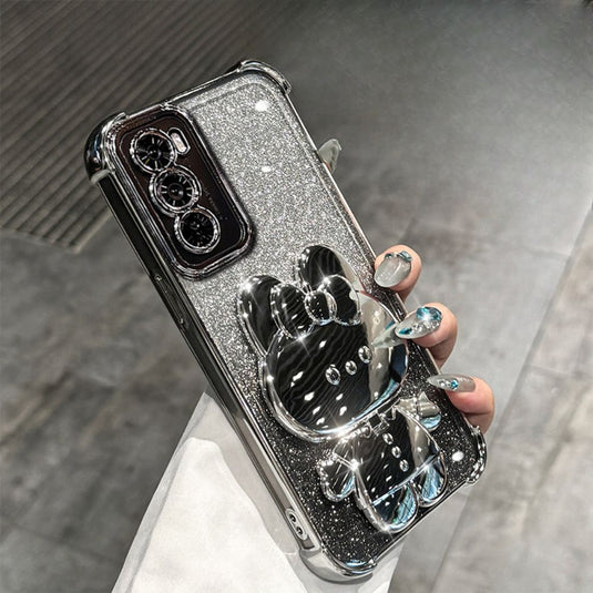 OPPO Reno 12 Pro 5G (CPH2629) - Rabbit Makeup Mirror Stand Series Case With Gradient Flash Card and Pearl Bracelet - i-Station Mobile Phone & Electronic Device Repair and Accessories