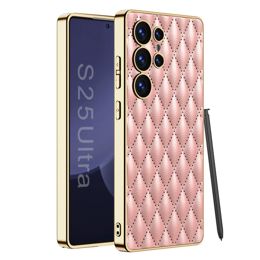 Samsung Galaxy S25/Plus/Ultra - Electroplated Outer Frame Leather Shockproof Case - i-Station Mobile Phone & Electronic Device Repair and Accessories