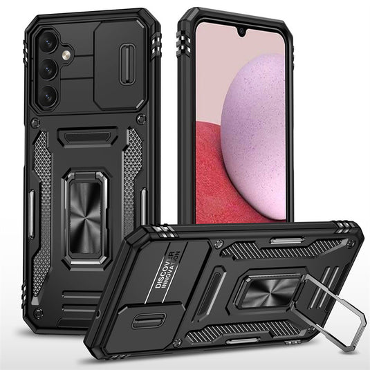 Samsung Galaxy A15 4G (A155) / A15 5G (A156) - Lens Push Window Mechanics Series Case With Finger Ring Stand - i-Station Mobile Phone & Electronic Device Repair and Accessories