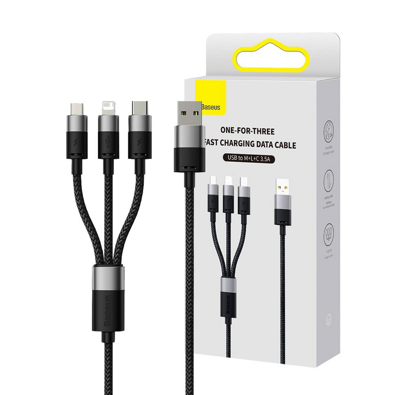 Load image into Gallery viewer, Baseus StarSpeed 1-for-3 Fast Charging Data Cable USB to M+L+C 3.5A 1.2m - i-Station Mobile Phone & Electronic Device Repair and Accessories