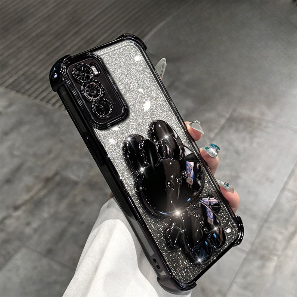 OPPO Reno 12 Pro 5G (CPH2629) - Rabbit Makeup Mirror Stand Series Case With Gradient Flash Card and Pearl Bracelet - i-Station Mobile Phone & Electronic Device Repair and Accessories