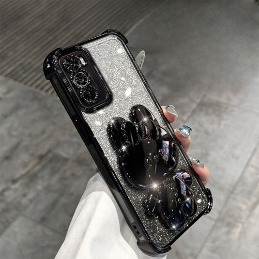 OPPO Reno 12 Pro 5G (CPH2629) - Rabbit Makeup Mirror Stand Series Case With Gradient Flash Card and Pearl Bracelet - i-Station Mobile Phone & Electronic Device Repair and Accessories