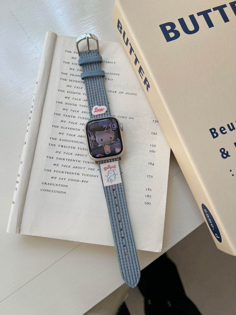 Load image into Gallery viewer, Apple Watch Series 1/2/3/4/5/6/SE/7/8/9/10/Ultra - Waffle Pattern Cartoon Animal Logo Leather Watch Band - i-Station Mobile Phone & Electronic Device Repair and Accessories