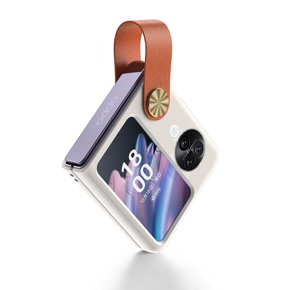 OPPO Find N3 Flip (PHT110) - Fashion Matte Leather Texture Essentials Series Case With Wrist Strap - i-Station Mobile Phone & Electronic Device Repair and Accessories