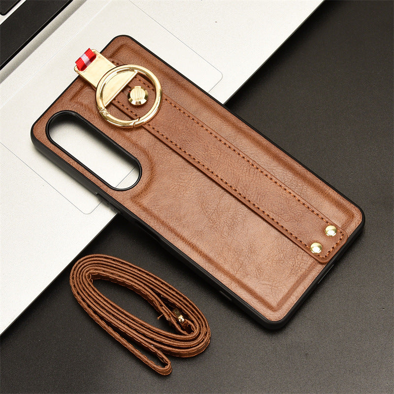 Load image into Gallery viewer, Sony Xperia 10 iii - Shockproof Wristband Leather Stand Case With Ring Holder - i-Station Mobile Phone & Electronic Device Repair and Accessories