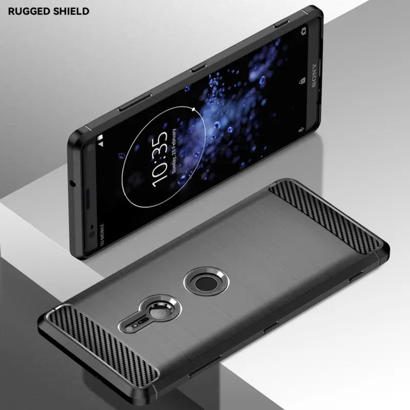 Load image into Gallery viewer, Sony Xperia XZ2 Compact - Brushed Carbon Fiber TPU Heavy Duty Series Case - i-Station Mobile Phone & Electronic Device Repair and Accessories