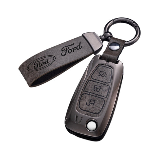 Ford Zinc Alloy Leather Folding Car Key Fob Case Cover For Ranger, Mustang, Everest, Escape, Puma, Transit, Focus, Fiesta, Ranger Raptor, Mondeo - i-Station Mobile Phone & Electronic Device Repair and Accessories