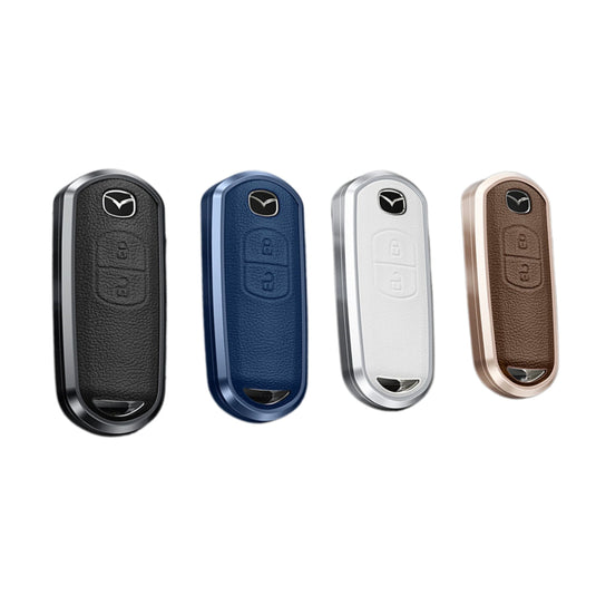 Mazda Aluminum Alloy Genuine Leather Car Key Fob Cover Case For MX-5, CX-5, CX-7, CX-9, Mazda 6 - i-Station Mobile Phone & Electronic Device Repair and Accessories