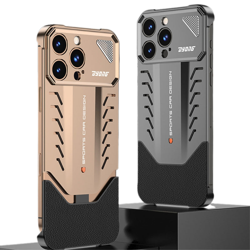 Load image into Gallery viewer, Apple iPhone 14/Pro/Max - Luxury Metal Leather Borderless Heat Dissipation Phone Case - i-Station Mobile Phone & Electronic Device Repair and Accessories