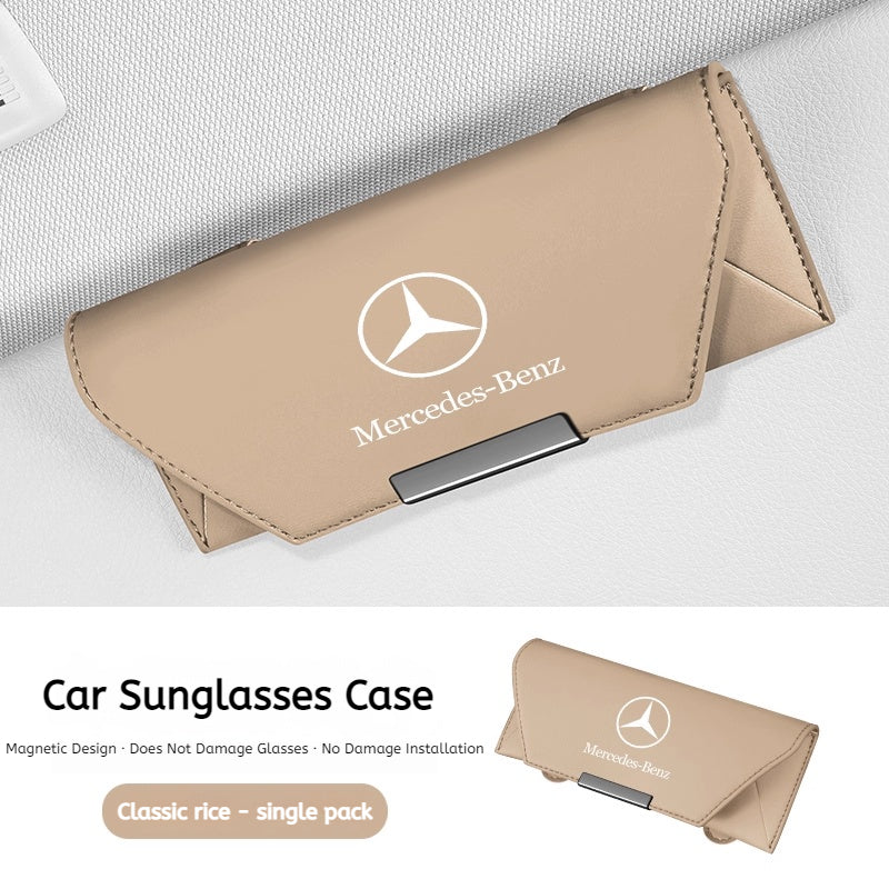 Load image into Gallery viewer, Mercedes-Benz Nappa Leather Car Sunglasses Holder for C-Class, E-Class, A-Class, E300L, GLA, GLC, GLB200/CLA — In-Car Sunglasses Clip Accessory