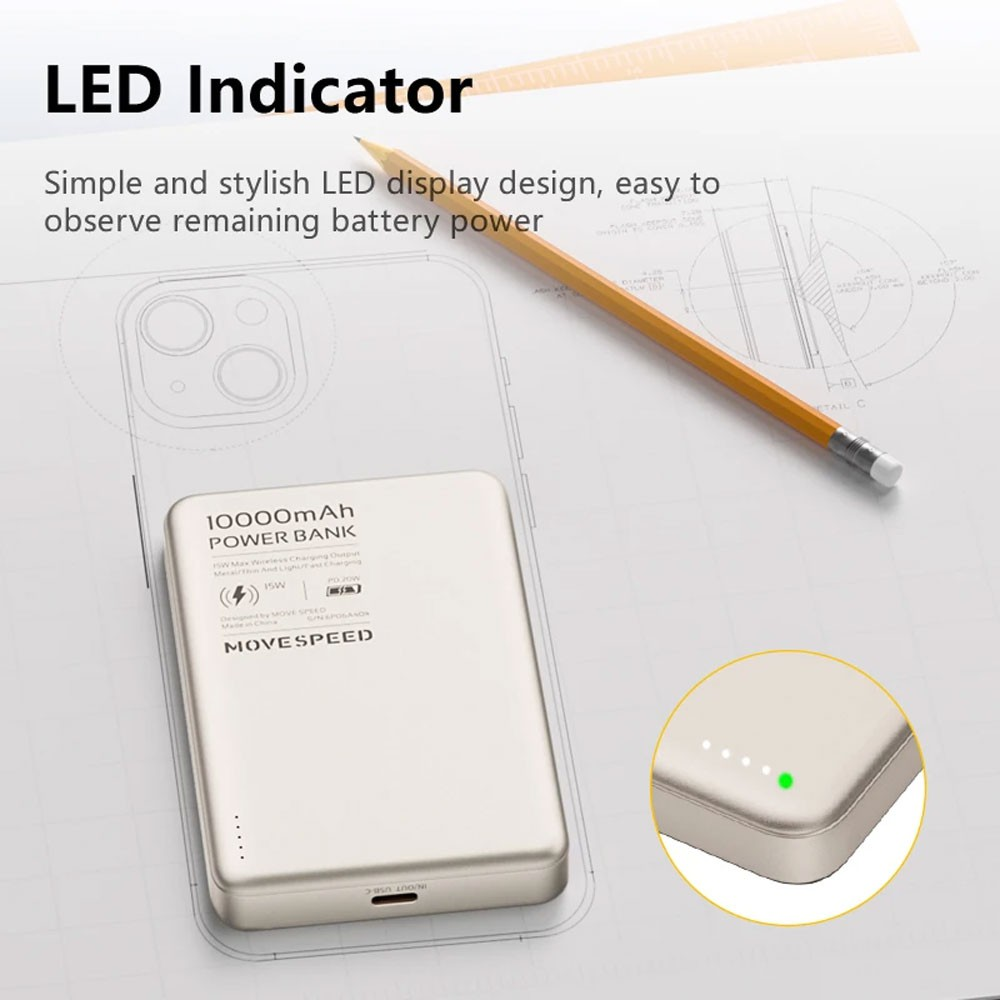 MOVE SPEED S10 Ultra-thin Titanium Magnetic Power Bank 10000mAh PD20W (YSPBS10) - i-Station Mobile Phone & Electronic Device Repair and Accessories