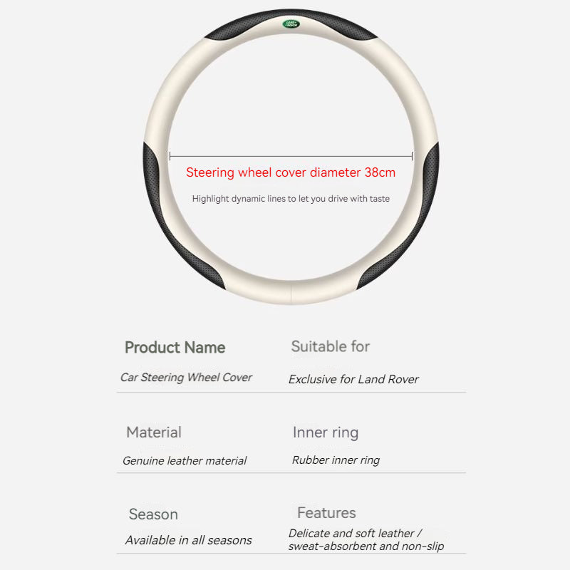 Load image into Gallery viewer, Land Rover Genuine Leather Spliced Design with Breathable & Anti-Slip Grip Steering Wheel Cover For Range Rover, Velar, Evoque, Discovery, Defender