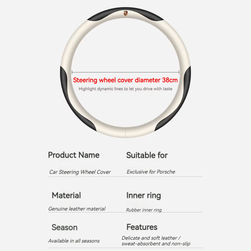 Load image into Gallery viewer, Porsche Genuine Leather Spliced Design with Breathable & Anti-Slip Grip Steering Wheel Cover For 718, Macan, Cayenne, Panamera, 911