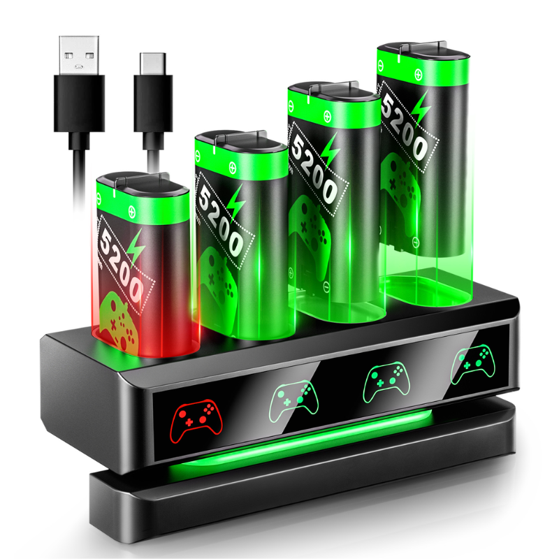 Load image into Gallery viewer, Xbox / Xbox One / Xbox Series X/S Game Controller Battery Charging Base Station with 4 x 2200mAh Batteries