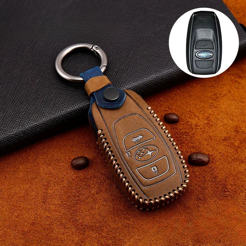Load image into Gallery viewer, Subaru Cowhide Leather Car Key Fob Protective Cover Case For Outback, Ascent, Forester, Crosstrek, Legacy, Impreza, WRX - i-Station Mobile Phone & Electronic Device Repair and Accessories
