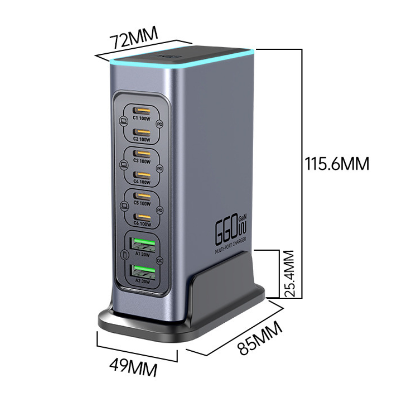 Load image into Gallery viewer, 660W GaN Smart Multi-Port Charger Tower with Colorful Lights - i-Station Mobile Phone & Electronic Device Repair and Accessories