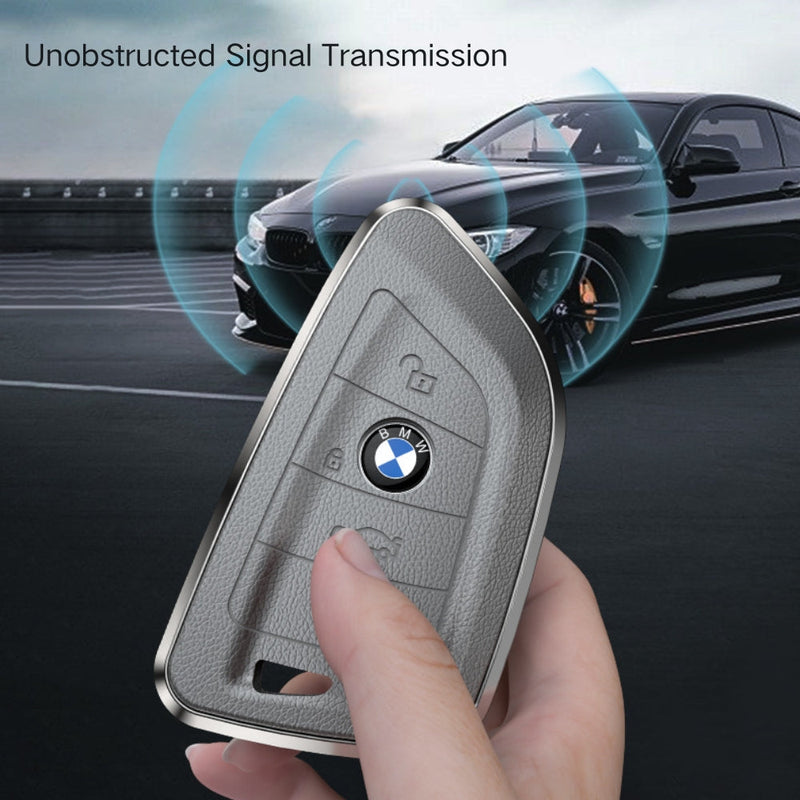 Load image into Gallery viewer, BMW Zinc Alloy + Leather Protection Car Key Fob Case Cover For 1, 2, 3, 5, 7 Series, X3, X5, X6 - i-Station Mobile Phone & Electronic Device Repair and Accessories
