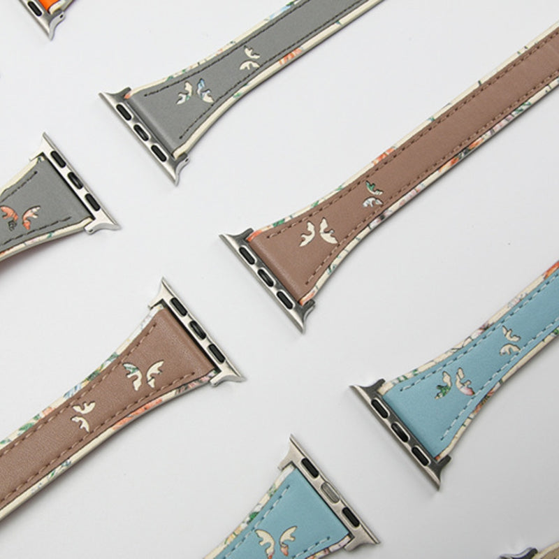 Load image into Gallery viewer, Apple Watch Series 1/2/3/4/5/6/SE/7/8/9/Ultra - Hollowed-out Butterfly Printed Leather Tang Buckle Watch Band - i-Station Mobile Phone & Electronic Device Repair and Accessories