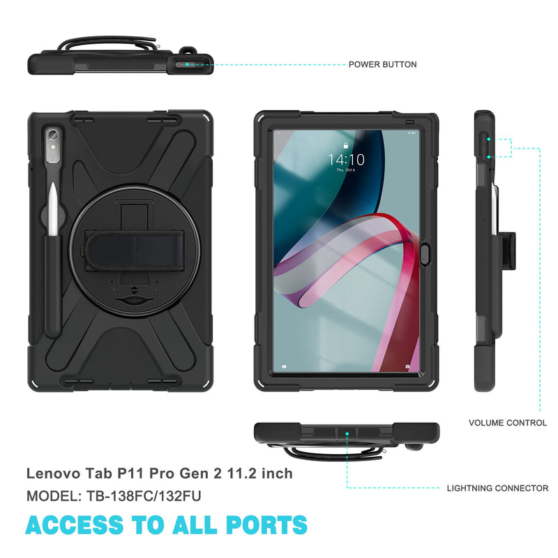 Load image into Gallery viewer, Lenovo P11 Pro & Pad Pro 2022 11.2" (TB-138 & TB-132) 360 Rotation Heavy Duty Kid Friendly Handle Case - Polar Tech Australia
