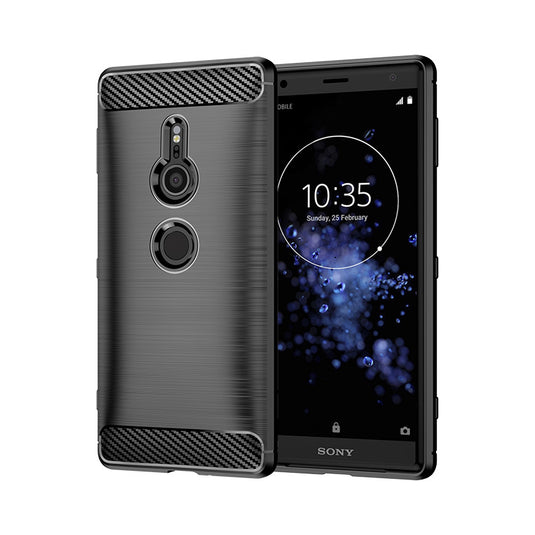 Sony Xperia XZ2 Compact - Brushed Carbon Fiber TPU Heavy Duty Series Case - i-Station Mobile Phone & Electronic Device Repair and Accessories