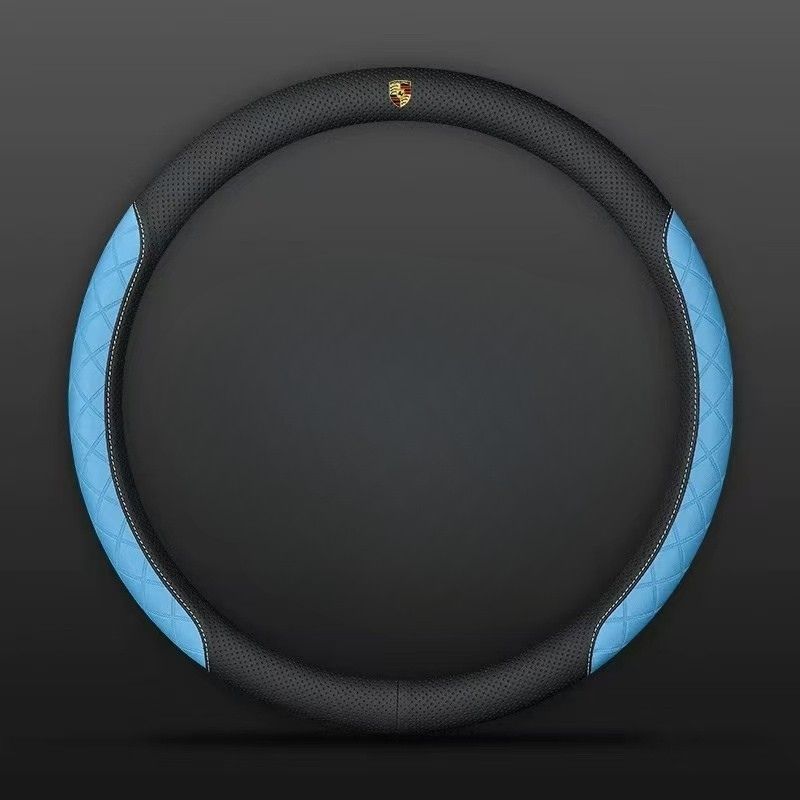 Load image into Gallery viewer, Porsche PU Leather Steering Wheel Cover with Heat-Pressed Embossed Texture For Cayenne, Macan, Panamera, 718, 911, Taycan