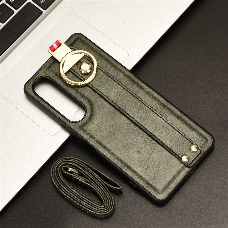 Load image into Gallery viewer, Sony Xperia 10 iii - Shockproof Wristband Leather Stand Case With Ring Holder - i-Station Mobile Phone & Electronic Device Repair and Accessories