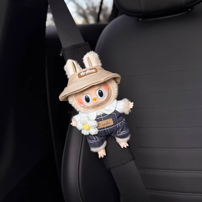 Load image into Gallery viewer, Labubu Cute Plush Car Seatbelt Shoulder Cover