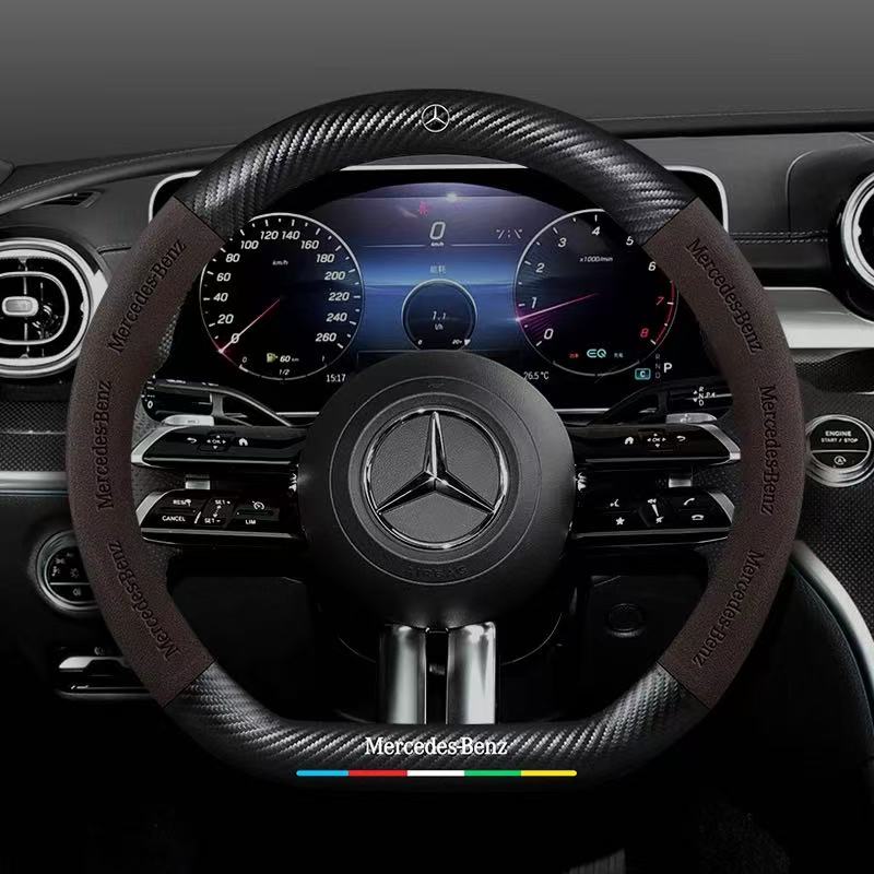 Load image into Gallery viewer, Mercedes-Benz Suede Carbon Fiber Car Steering Wheel Covers For C260L, C200L, GLC, GLA, E300L, A180, GLB220, CLA