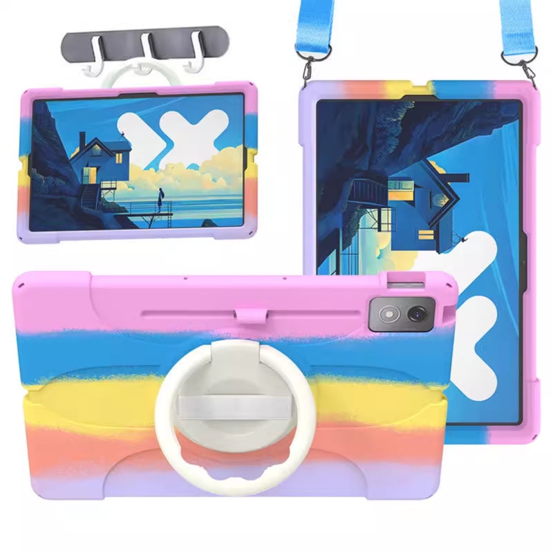 Load image into Gallery viewer, Lenovo Tab P12 12.7" 2023 (TB370/TB371) - 360° Rotating Wristband Stand Shockproof Heavy-Duty Case With Shoulder Strap - i-Station Mobile Phone & Electronic Device Repair and Accessories