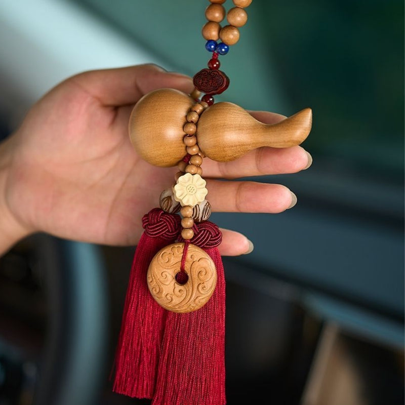 Load image into Gallery viewer, Handmade Peach Wood Peace Buckle Gourd Rearview Mirror Hanging Ornament Elegant and Noble Car Interior Decoration - i-Station Mobile Phone & Electronic Device Repair and Accessories