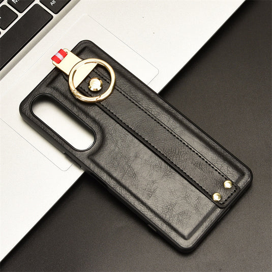 Sony Xperia 10 iii - Shockproof Wristband Leather Stand Case With Ring Holder - i-Station Mobile Phone & Electronic Device Repair and Accessories