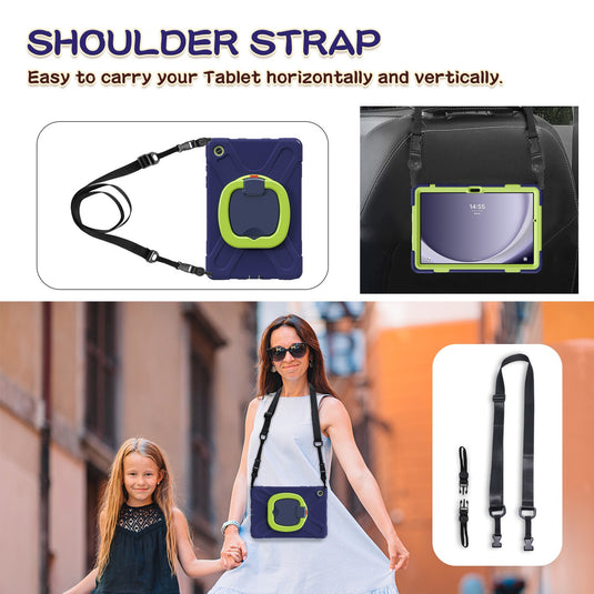 Samsung Galaxy Tab A7 lite 8.7" 2021 (T220/T225) Silicone + PC 360-Degree Rotating Stand Full Protection Case With Strap - i-Station Mobile Phone & Electronic Device Repair and Accessories