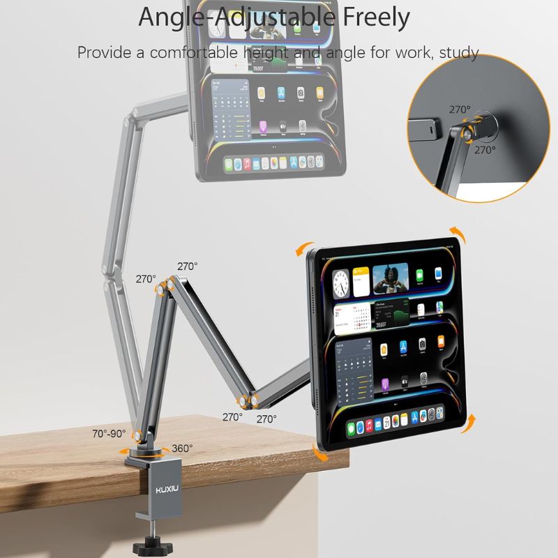 KUXIU X36 Pro MAX iPad Magnetic Charging Stand Aluminum Alloy Boom Arm Adjustable Tablet Stand - EdgeFollow
