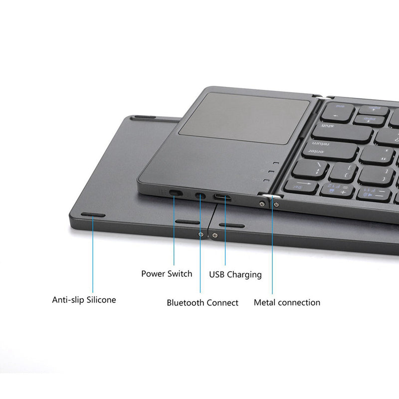 Load image into Gallery viewer, Foldable Bluetooth Keyboard with Touchpad Portable Wireless Keyboard , Rechargeable Full Size Ultra Slim Pocket Folding Keyboard for Android Windows iOS Tablet And Mobile Phone - i-Station Mobile Phone & Electronic Device Repair and Accessories