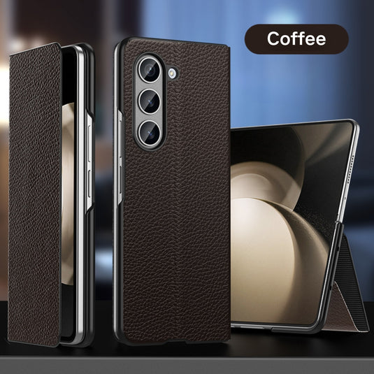 Samsung Galaxy Z Fold 5 5G (SM-F946B) - Business Magnetic Flip Genuine Leather Series Stand Case - i-Station Mobile Phone & Electronic Device Repair and Accessories