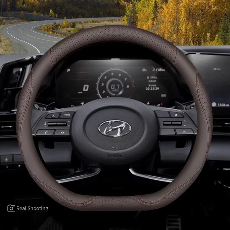 Load image into Gallery viewer, Hyundai Premium Nappa Leather Breathable Ultra-Thin Non-Slip Steering Wheel Cover For Elantra 7th Gen, Mistra, Lafesta, Tucson L, Custo, Mocha, ix35 - i-Station Mobile Phone & Electronic Device Repair and Accessories