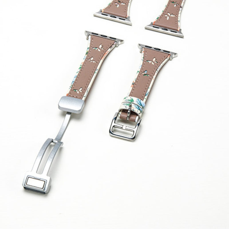 Load image into Gallery viewer, Apple Watch Series 1/2/3/4/5/6/SE/7/8/9/Ultra - Hollowed-out Butterfly Printed Leather Tang Buckle Watch Band - i-Station Mobile Phone & Electronic Device Repair and Accessories