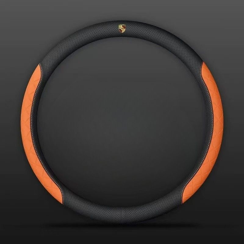 Load image into Gallery viewer, Porsche PU Leather Steering Wheel Cover with Heat-Pressed Embossed Texture For Cayenne, Macan, Panamera, 718, 911, Taycan