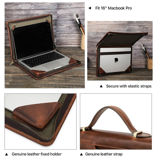 For Apple MacBook 15.4" - Genuine Leather Laptop Carrying Protective Case - i-Station Mobile Phone & Electronic Device Repair and Accessories
