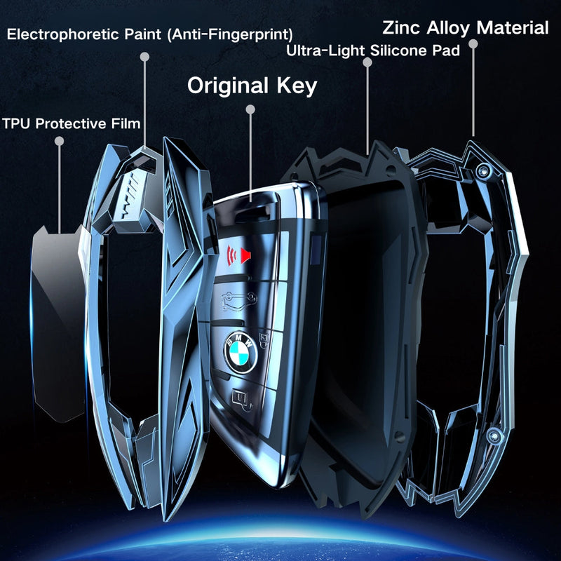 Load image into Gallery viewer, BMW Mecha Style Zinc Alloy Car Key Fob Case Cover For 1, 3, 5, 7 Series,X1, X3, X5, X6, X7 - i-Station Mobile Phone & Electronic Device Repair and Accessories