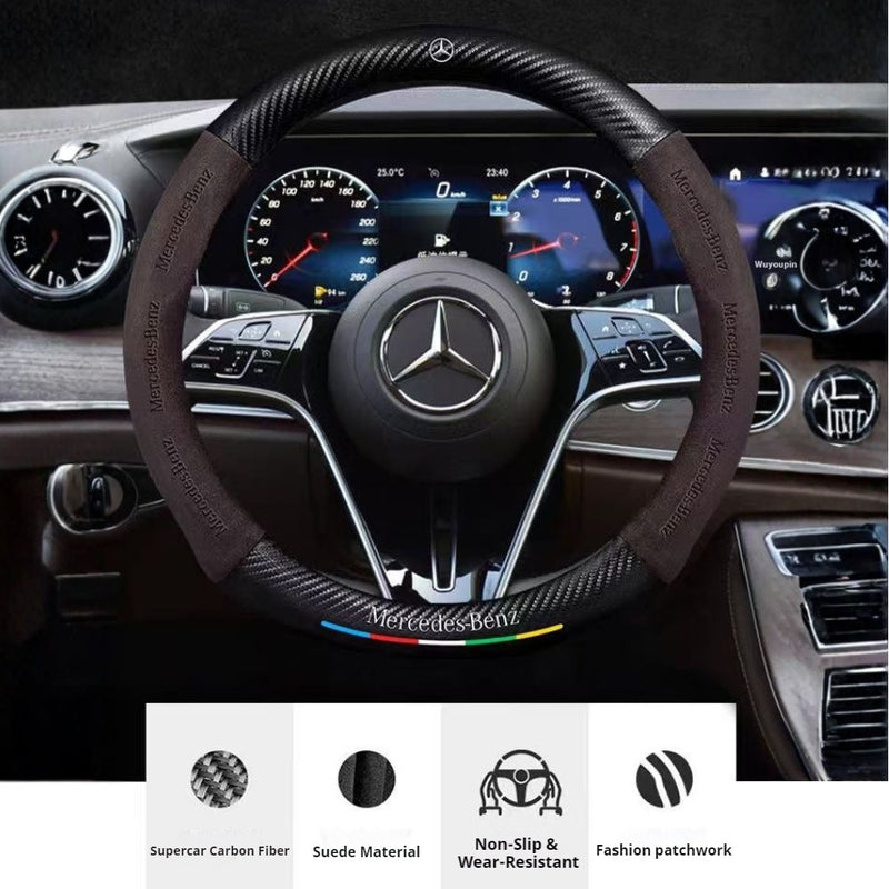Load image into Gallery viewer, Mercedes-Benz Suede Carbon Fiber Car Steering Wheel Covers For C260L, C200L, GLC, GLA, E300L, A180, GLB220, CLA