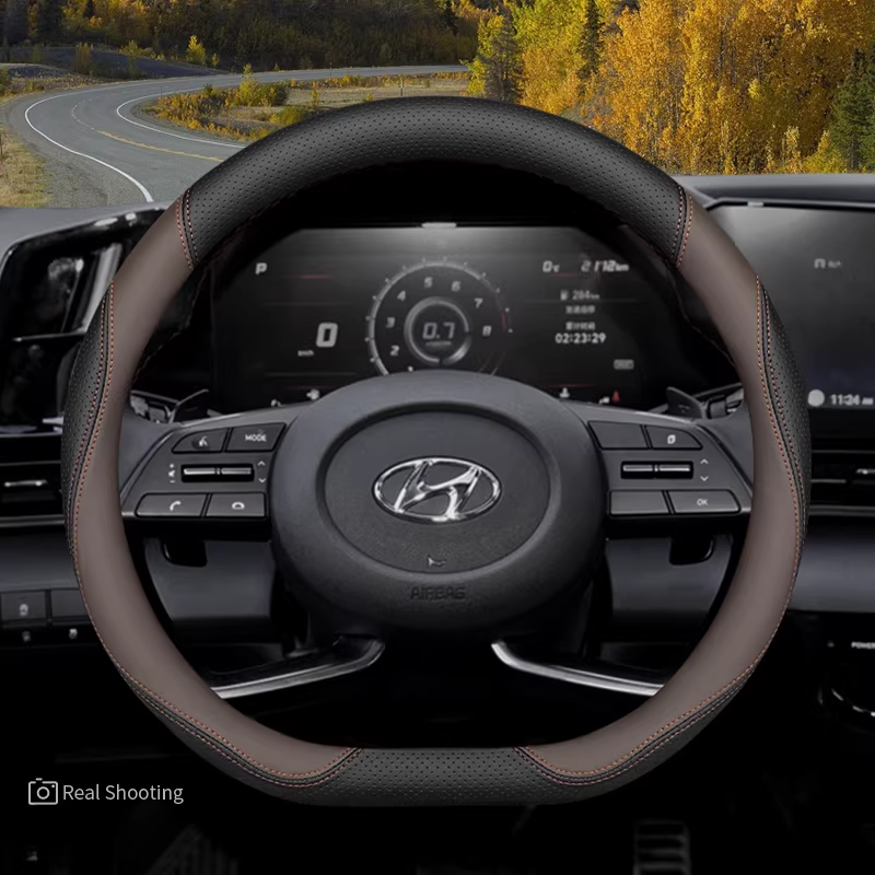 Load image into Gallery viewer, Hyundai Premium Nappa Leather Breathable Ultra-Thin Non-Slip Steering Wheel Cover For Elantra 7th Gen, Mistra, Lafesta, Tucson L, Custo, Mocha, ix35 - i-Station Mobile Phone & Electronic Device Repair and Accessories