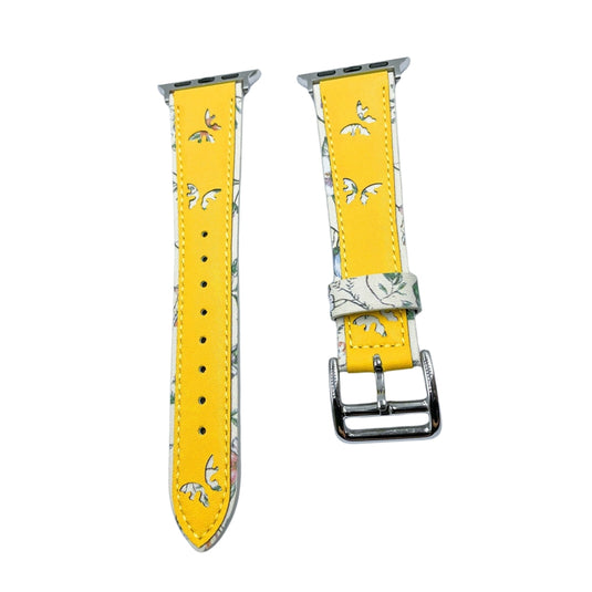 Apple Watch Series 1/2/3/4/5/6/SE/7/8/9/Ultra - Hollowed-out Butterfly Printed Leather Tang Buckle Watch Band - i-Station Mobile Phone & Electronic Device Repair and Accessories