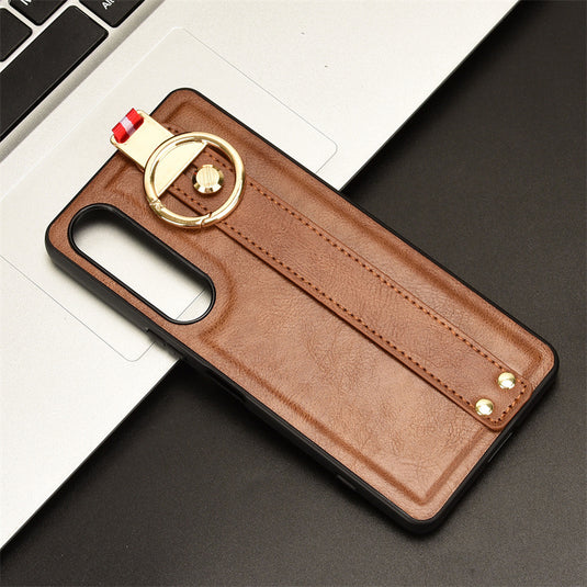 Sony Xperia 10 iii - Shockproof Wristband Leather Stand Case With Ring Holder - i-Station Mobile Phone & Electronic Device Repair and Accessories