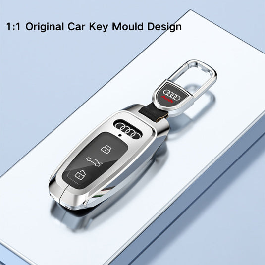 Audi Zinc Alloy + Carbon Fiber Texture Car Key Fob Case Cover For A3, A4, A5, A6, Q2, Q3, Q5, Q7, Q8, e-tron - i-Station Mobile Phone & Electronic Device Repair and Accessories