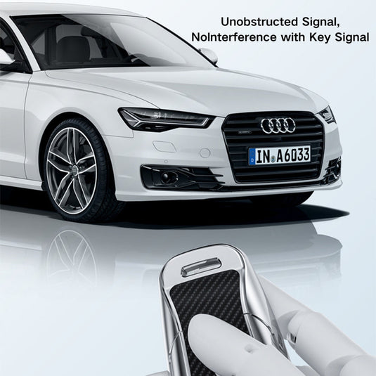 Audi Zinc Alloy + Carbon Fiber Texture Car Key Fob Case Cover For A3, A4, A5, A6, Q2, Q3, Q5, Q7, Q8, e-tron - i-Station Mobile Phone & Electronic Device Repair and Accessories