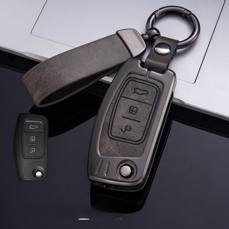 Load image into Gallery viewer, Ford Zinc Alloy Leather Folding Car Key Fob Case Cover For Ranger, Mustang, Everest, Escape, Puma, Transit, Focus, Fiesta, Ranger Raptor, Mondeo - i-Station Mobile Phone & Electronic Device Repair and Accessories