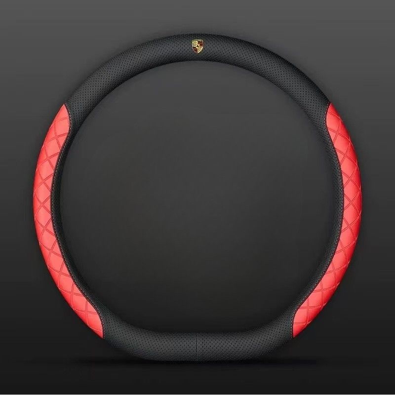 Load image into Gallery viewer, Porsche PU Leather Steering Wheel Cover with Heat-Pressed Embossed Texture For Cayenne, Macan, Panamera, 718, 911, Taycan