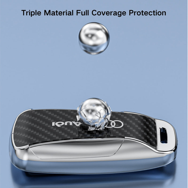 Load image into Gallery viewer, Audi Zinc Alloy + Carbon Fiber Texture Car Key Fob Case Cover For A3, A4, A5, A6, Q2, Q3, Q5, Q7, Q8, e-tron - i-Station Mobile Phone & Electronic Device Repair and Accessories